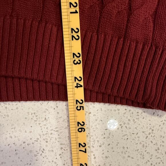 Old Navy Burgundy Cable Knit Cardigan Sweater Women Large Varsity Trim Preppy - Picture 8 of 8